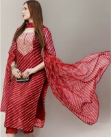  ANNI DESIGNER Women's Cotton Blend Straight Printed Kurta with Pant & Dupatta 