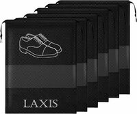 LAXIS - Shoe Bag for Travel & Storage Organizer for Women & Men | Travel Accessories Shoe Bags Pouches | Travel Shoe Cover for Travelling Travel Essentials (Black, Pack of 6)