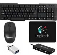The Originals 5-in-1 Gaming Keyboard and Mouse Combo with USB Hub,OTG Cable, and Mouse Pad Combo Set