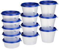 Amazon Brand - Solimo Nestable & Stackable Polypropylene Container Set, Round, Set of 12, Blue