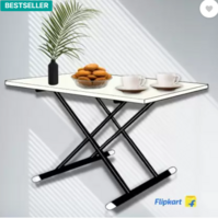 EuroQon Dual Height Adjustable Engineered Wood Coffee Table  (Finish Color - White / Ivory, Pre-assembled)