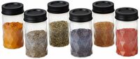 Amazon Brand - Solimo Twister Airtight Plastic Jar (Transparent,Set Of 6, 225 Ml)