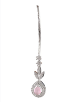 Jazz and Sizzle Silver-Plated AD Studded Teardrop Shaped Maang Tika