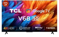 TCL 126 cm (50 inches) Metallic Bezel-Less Series 4K Ultra HD Smart LED Google TV 50V6B (Black) 