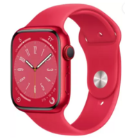 Apple Watch Series 8, 45mm GPS ECG app, Temperature sensor, IPX6, Fall/Crash Detection  (Red Strap, Regular)