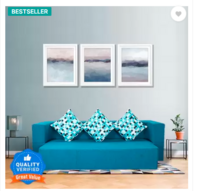 Seventh Heaven 3 Seater 72x44x10, Low Floor Sofa Cum Bed Jute Fabric Fabric with 3 Cushions 3 Seater Double Foam Fold Out Sofa Cum Bed  (Finish Color - Blue Delivery Condition - Pre-assembled)