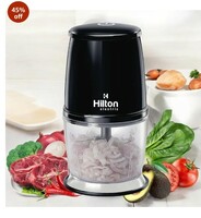  Hilton Electrical One touch Chopper Versatile Electric Chopper for Garlic, Vegetables,Nuts,Fruits,Meats Chop,Mince, Puree, Whisk,700ml Capacity with 4 Stainless Steel Blades- 300 Watts 