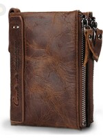 Contacts Men's Genuine Leather Wallet | RFID Blocking Wallet for Men | Bifold Zip Wallet| 7 Card Slots, 1 ID Window