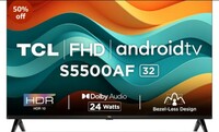 TCL 80.04 cm (32 inches) Metallic Bezel-Less S Series FHD Smart Android LED TV 32S5500AF (Black)