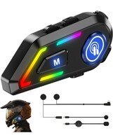 EDYELL Motorcycle Helmet Bluetooth Headset, Connects to Two Phones at The Same Time Using Music & GPS, IP67 Waterproof, Supports Android & IOS, Compatible with All Helmets, for Motorcycle