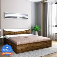 Flipkart Perfect Homes Carol Engineered Wood Queen Bed (Finish Color - Amozonia Dark & White, Delivery Condition - Knock Down)