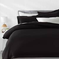 amazon basics Polyester Microfiber Quilt Cover Set with 2 Pillow Covers (Black, 3-Pieces Queen Size)