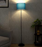 Tucasa Foldable Metal Floor Lamp - Blue | Stylish Standing Lamp for Living Room and Bedroom | Contemporary Home Decor with Adjustable Light and Shade (Aqua)