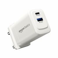 Amazon Basics 30W Dual Port GaN Charger | PD3.0 and QC3.0 PPS Fast Charging Compact Adapter (White)