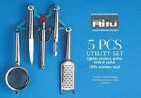 Ritu Kitchen Utility Tools Set (Gas Lighter, Knife, Peeler, Strainer & Peeler), 5 pcs