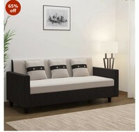 FURNY Lifestyle 3 Seater Fabric Sofa Set (Grey-Black) 