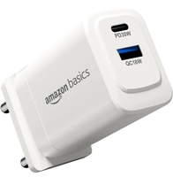 Amazon Basics 30W Dual Port GaN Charger | PD3.0 and QC3.0 PPS Fast Charging Compact Adapter with Foldable Plug