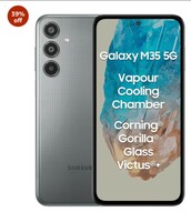 Samsung Galaxy M35 5G (Thunder Grey,6GB RAM,128GB Storage)| Corning Gorilla Glass Victus+| AnTuTu Score 595K+ | Vapour Cooling Chamber | 6000mAh Battery | 120Hz Super AMOLED Display| Without Charger
