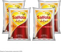 Saffola Active, Multi-Source Edible Rice Bran & SoyaBean Blended Oil Pouch  (4 x 1 L) *4 buy at Rs.113/L