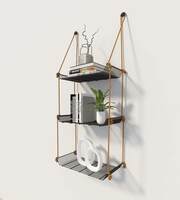 Sample - Meshable Weebill 3-Tier Wall Hanging Metal Wall Shelf with Jute Rope, Home Decor Wall Shelves and Storage Racks with Elegant Design Ideal for for Balcony and Terrace, Standard Size - Grey