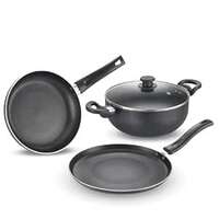 Prestige Svachh Byk Set Aluminium Non Stick Cookware, Omni Tawa Dia 28 Cm -1 Unit, Fry Pan Dia 24 Cm - 1 Unit, Kadai with Glass Lid Dia 24 cm -1 Unit