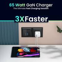 Portronics 65 W Quick Charge 3 A Wall Charger for Mobile with Detachable Cable  (White, Cable Included)