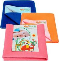 Oyo Baby Cotton Baby Bed Protecting Mat (Salmon Rose, Royal Blue, Peach, Small, Pack of 3)