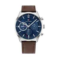 Tommy Hilfiger Mens 44 mm Matthew Blue Dial Leather Analog Watch (WTOTH1791940)