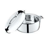  Lowest Thangam Stainless Steel Double Walled Hot Pot with Steel Lid Twist Lock- 5000ml | Silver | for Hot Dishes, Rice, Gravy, Hot Box (5 Litre) 