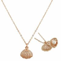 MEENAZ - Rose gold Shell Necklace diamond ad cz Pendants chains