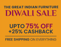The Great Indian Funiture Diwali Sale - Upto 75% off + 25% Cashback + Free Shipping on everything