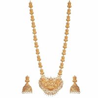 25%Coupon - TARINIKA Antique Gold Plated Ananya Long Necklace Set with Lakshmi Idol Design - Jewelry Set for Women Perfect for Ethnic occasions | Traditional Jewellery For Women | 1 Year Warranty* 