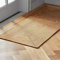 VASAC® Handmade Natural Jute Cotton Natural Fibers Floor/Door Mat Rug Furnish Décor Striped Rectangular Design Carpet for Bedroom Living Room (40x60 cm wehite, white)