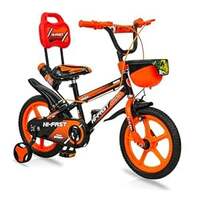 HI-FAST 14 inch Sports Kids Cycle for Boys & Girls 2 to 5 Years with Training Wheels (95% Assembled), (Orange)