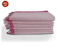 Athom Living Light Weight Cotton Premium Waffle Border Bath Towel 75x150 cm Pack of 6