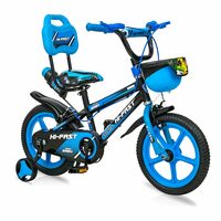 HI-FAST 14 inch Sports Kids Cycle for Boys & Girls 2 to 5 Years with Training Wheels (95% Assembled) (Blue)