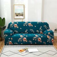 MAKHAI Universal Three Seater Sofa Cover Big Elasticity, Protective, Flexible Stretch, Spandex & Polyester Sofa Slipcover with 1 Piece Cushion Cover Included (Three Seater, 185-230cm, Blue Floral)
