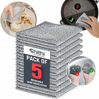 Stainless Steel Dishcloth Scrubber for Washing Dishes, Kitchen, Cleaning stoves (Pack 5)