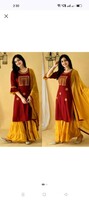 Women rayon kurta set with dupatta