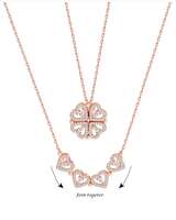 Brado Multi-Wearing 4 Heart Magnetic Necklace with 5 Years Warranty! Rose Gold Pendant Diamond for Women/Girls