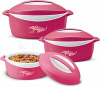 MILTON Delight Jr. Inner Stainless Steel Serving Casserole Gift Set of 3 (520 ml, 820 ml, 1.3 litres)