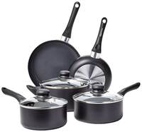 amazon basics 8-Piece Non-Stick Cookware Set| 2-Way 3 Layer Non-Stick Coating | PFOA Free  Apply 10% coupon 