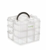 Clazkit Jewellery Organisers Plastic 3 layer 18 Grid Square Portable Transparent Storage Detachable Box Organizer Case for jewelry sewing button earrings Hair (Transparent)
