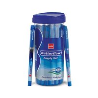 Cello Butterflow | Pack of 25 Ball Pens | 20 Blue and 5 Black Ink Colour Pens 