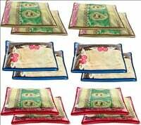Amazon Brand - Solimo 12 Piece Non Woven Fabric Single Saree Cover Set, Pink, Blue and Beige
