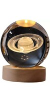 Lyla 3D Crystal Ball Night Lights LED Educational Light Desk Decor Satum Decorative Showpiece - 10 cm (Crystal, Multicolor)