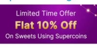 Flat 10% off on Sweets using Supercoins | Flipkart Supermart (description)