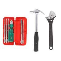 Suzec Johnson Advance Home Kit 5-Pieces Screwdriver Kit (Multicolour) & Adjustable Wrench (300 mm) & Claw Hammer Steel Shaft