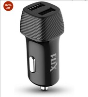 FLiX (Beetel) Newly Launched 2.4A Fast Charging Car Charger, Dual USB Type A connectors, Compatible with All Smartphones, Dashcams, Power Banks & Many More, Supports All Cars 12V Output (24D - Black)
