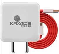 Kratos UPTO 65W Fast Charger with USB-A to Type C Cable Combo, Compatible with OnePlus, Samsung, Realme, Redmi,Nothing, Oppo,Vivo & Other Smartphones, Type C Charger Supports Dash,Warp, Vooc,SuperVooc 